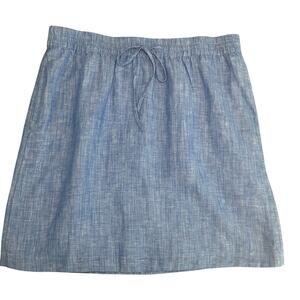 Talbots NWT linen blend elastic waist chambray lined skirt XLP